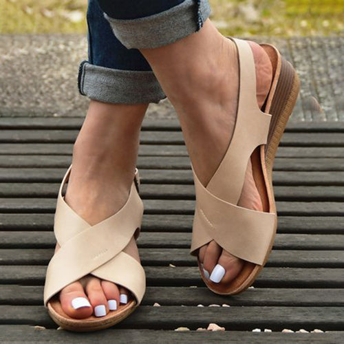(⏳NOW ON: 70% OFF Sale! 🔥)-Women's Arch Support Casual Platform Ankle Strap Leather Sandals