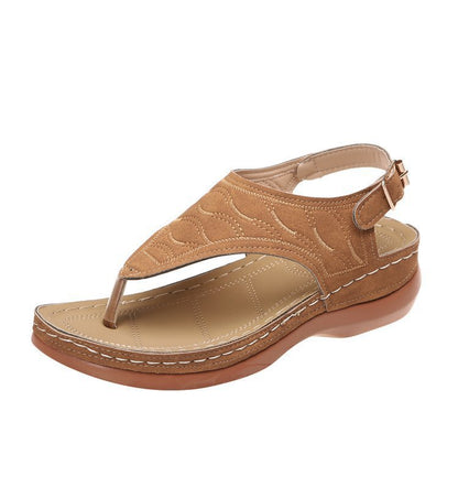 Comfortable Padded T-Strap Wedge Sandals for Beach & Casual Summer Outfit
