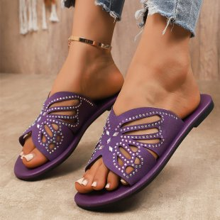 Women's Hollow-Out Rhinestone Slide Sandals, New Summer 2026