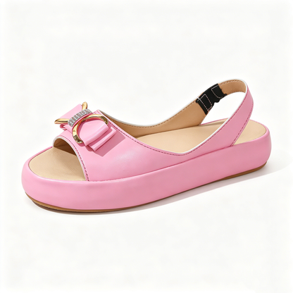 Sweet Rhinestone Bow Platform Sandals for Beach & Casual Summer Outfit