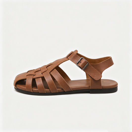 Classic Leather Weave Casual Flat Sandals Non Slip Outdoor Daily Footwear