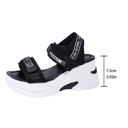 💝Summer Sale⭐❤2026 Summer Women's One Strap Hook & Loop Wedge Platform Sandals Fashion Versatile Beach Casual Shoes