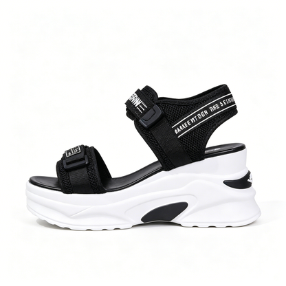 💝Summer Sale⭐❤2026 Summer Women's One Strap Hook & Loop Wedge Platform Sandals Fashion Versatile Beach Casual Shoes