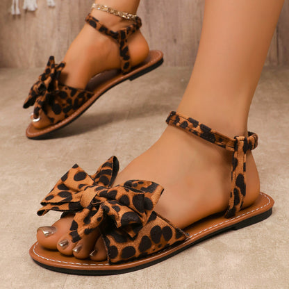 Cute Fabric Bow Elastic Back Strap Sandals for Beach & Casual Summer Outfit