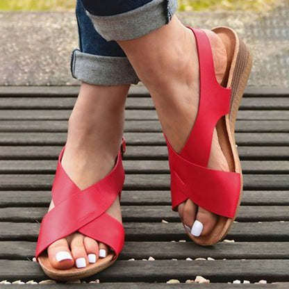(⏳NOW ON: 70% OFF Sale! 🔥)-Women's Arch Support Casual Platform Ankle Strap Leather Sandals