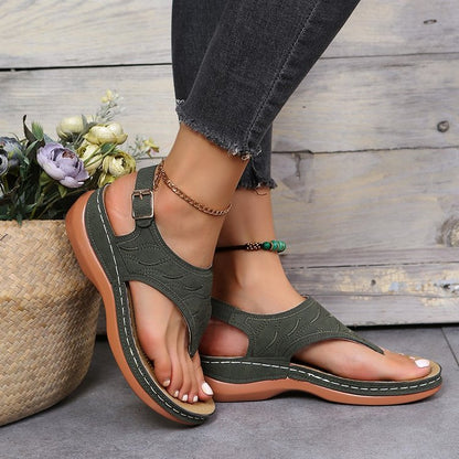 Comfortable Padded T-Strap Wedge Sandals for Beach & Casual Summer Outfit