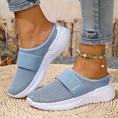 Summer Air Mesh Slip On Trainers | Comfort Open Back Casual Walking Footwear