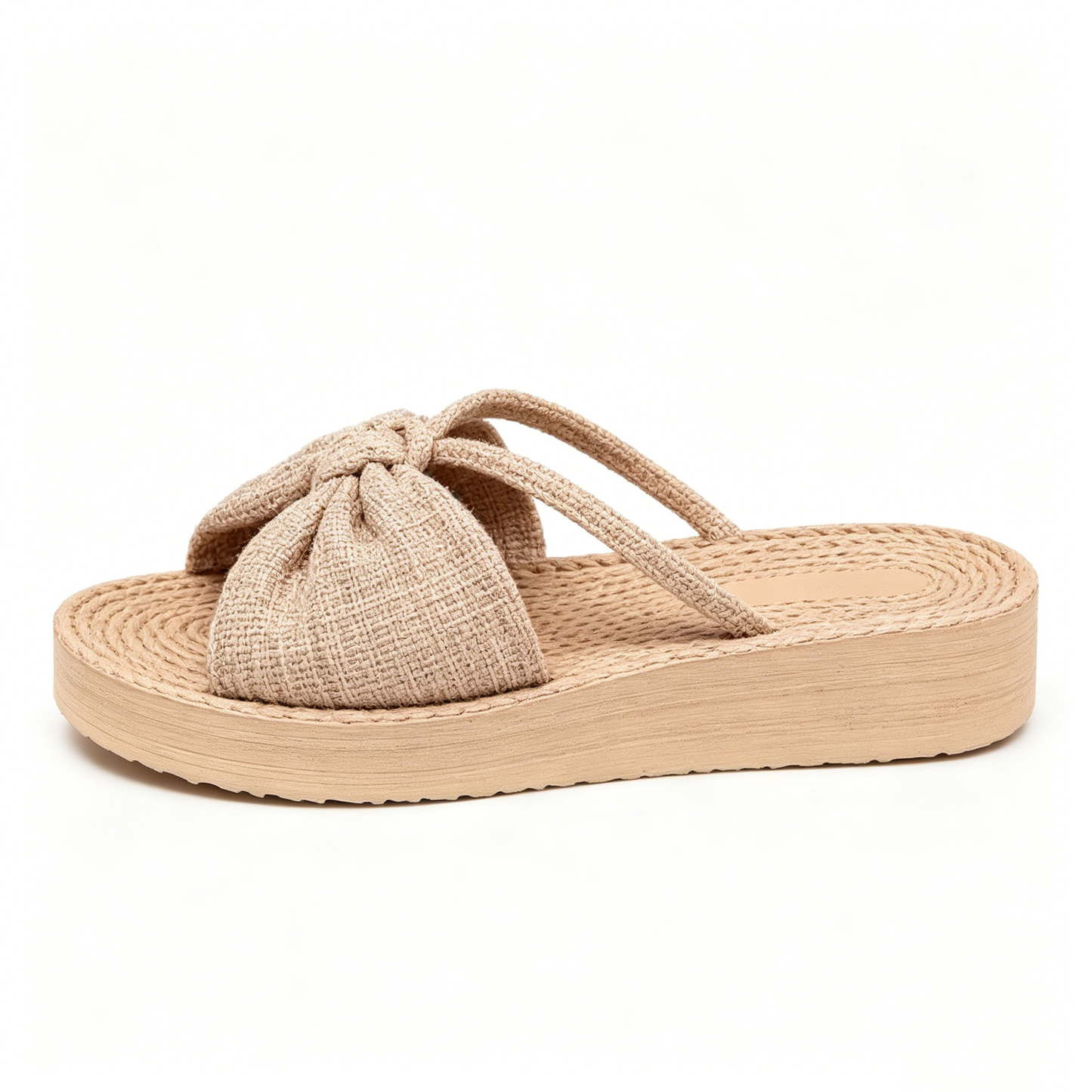 Sweet Knotted Bow Platform Slides | Breathable Fabric Summer Beach Sandals