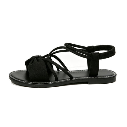 Knot-Front Elastic Ankle Sandals – Easy Slip-On with Arch Support