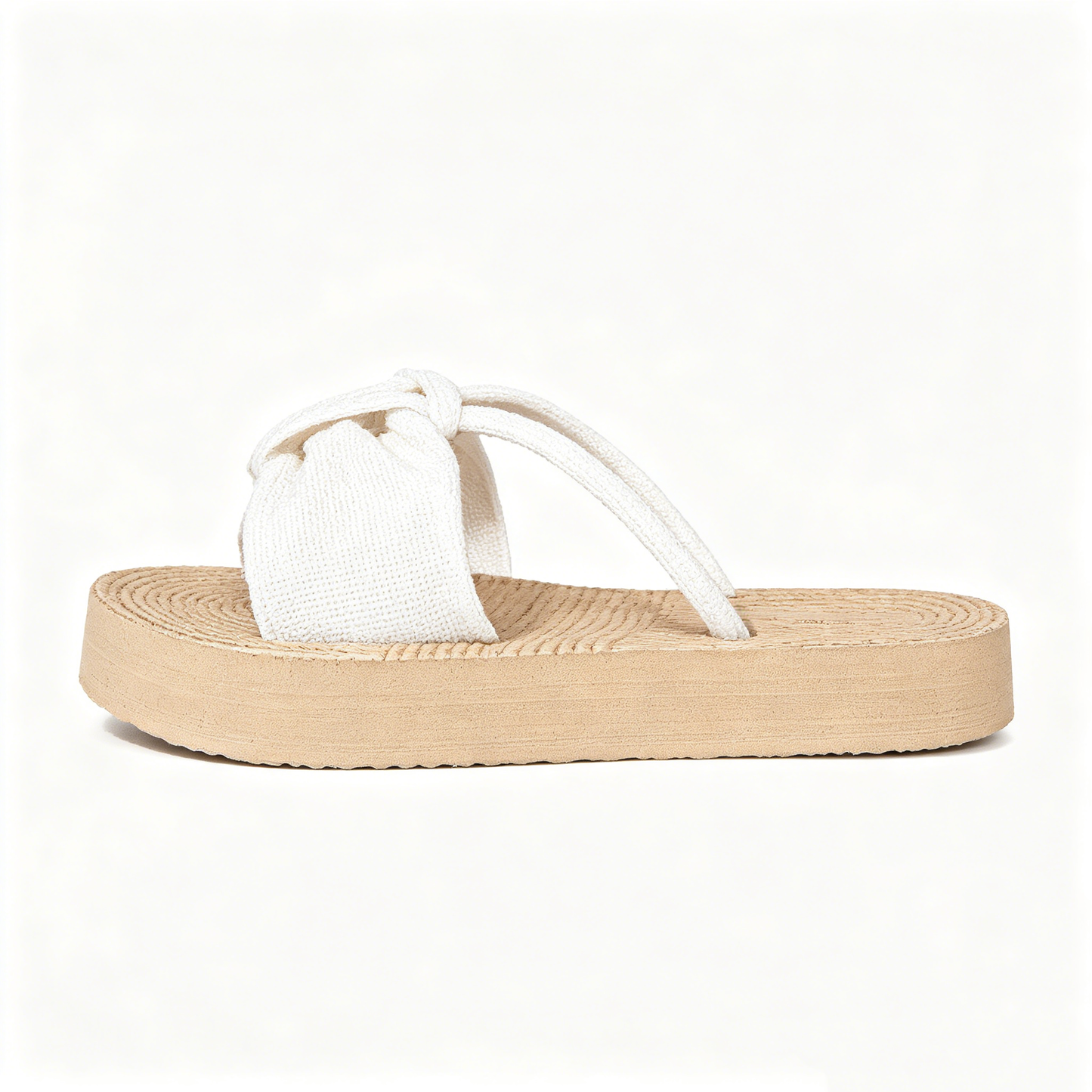 Sweet Knotted Bow Platform Slides | Breathable Fabric Summer Beach Sandals